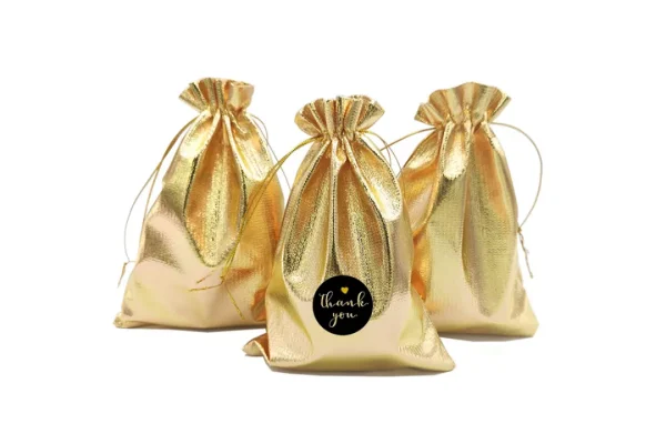DUGYIRS 100 Pieces Gold Gift Bags with Drawstring 13cmx18cm