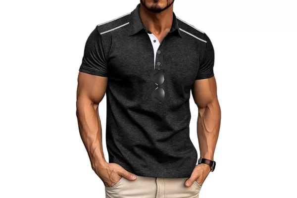 Volemo Men's Polo Shirt Short Sleeve Button Summer