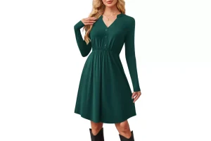8X RRP £22.04 Florboom Women's Notched V-Neck Casual Knitted Dresses Florboom Women's Notched V-Neck Casual Knitted Dresses