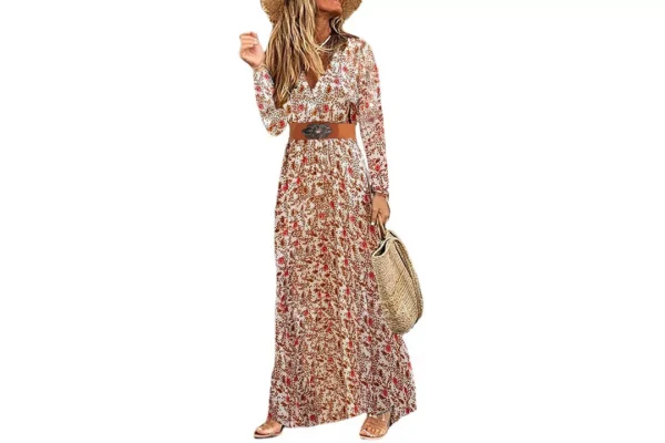 Woolicity Womens Summer Maxi Dress Boho Floral Wrap