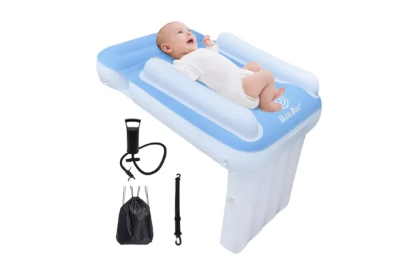 Blublu Park Inflatable Airplane Bed for Toddler, Airplane Seat Extender for Kids, Toddler Travel Bed with High Sides, Safety Belt, Airplane Bed Fits Most Airplane Seats, Car (Light Blue) Total RRP £47.51 Blublu Park Inflatable Airplane Bed for Toddler
