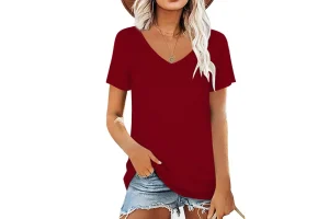 AirMood Womens Summer Tshirts V Neck Casual Short Sleeve Tunic Tops Tees