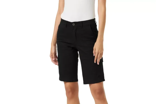 Womens Cotton Combat Canvas Chino Shorts Black L (12)