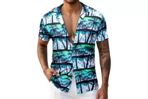 RRP £15.29 Barry.Wang Mens Hawaiian Shirts Short Sleeve Summer Barry.Wang Mens Hawaiian Shirts Short Sleeve Summer