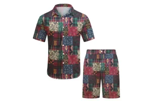 YFFUSHI Men's Hawaiian Short Sleeve Shirt and Shorts