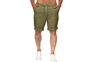 RRP £15.59 Runcati Men's Linen Shorts Bermuda Shorts with 2 Pockets,Green,XXL Runcati Men's Linen Shorts Bermuda Shorts with 2 Pockets,Green,XXL