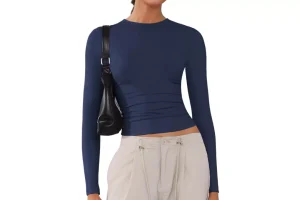 ARCFEETORY Women's Soft Long Sleeve Shirts Crew Neck