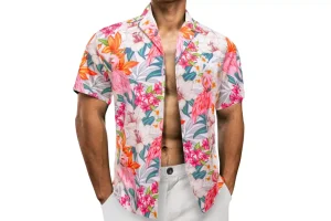 RRP £15.91 Barry.Wang Mens Hawaiian Shirts Short Sleeve Summer Barry.Wang Mens Hawaiian Shirts Short Sleeve Summer