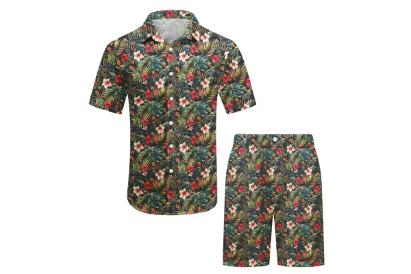 YFFUSHI Men's Hawaiian Short Sleeve Shirt and Shorts