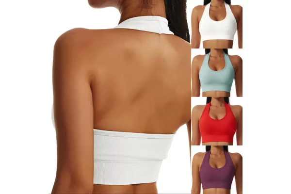 Litthing Backless Sports Bra Women Halter Neck Seamless