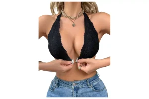 GORGLITTER Women's Wireless Front Fastening Halter