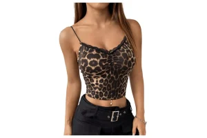 RRP £17.99 GORGLITTER Women's Leopard Print Lace Ruched Cami Top GORGLITTER Women's Leopard Print Lace Ruched Cami Top