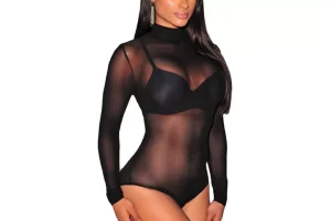 RRP £18.96 SEBOWEL Women Sexy Sheer Mesh Bodysuit See Through SEBOWEL Women Sexy Sheer Mesh Bodysuit See Through