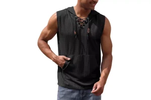 OBEEII Mens Vests Summer Tank Tops Hooded Gym Shirt