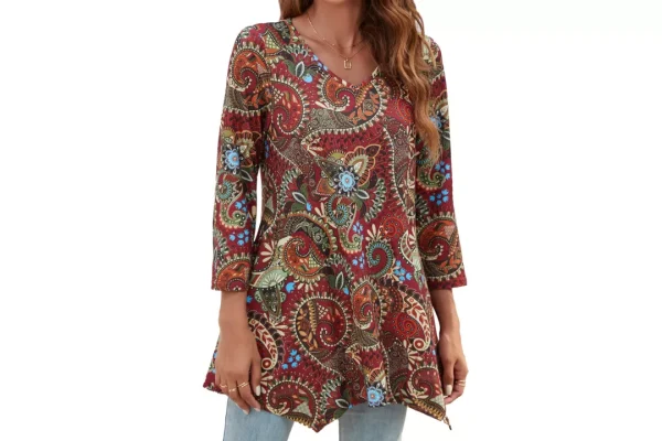 Enmain Womens Tunic Tops V Neck