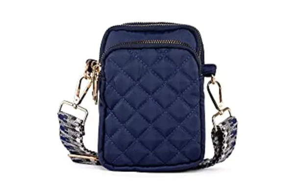 Quilted Small Crossbody Bag With Rainbow Wide Shoulder