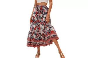 RRP £20.82 Overstock-Womens Bohemian Maxi Skirt Vintage Floral Womens Bohemian Maxi Skirt Vintage Floral