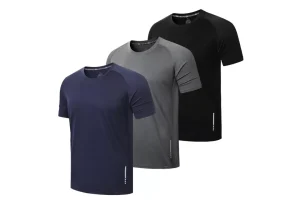 ZENGVEE 3 Pack Gym Shirts Men Quick Dry Short Sleeve