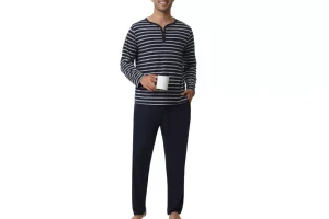 Yukiuiny Men s Long Sleeve Pyjama Sets for Autumn