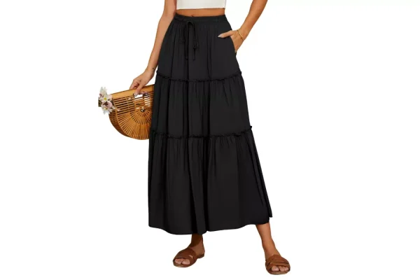 Timuspo Maxi Boho Wrap Skirts Elasticated Waist Summer