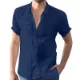 RRP £25.70 Halfword Mens Linen Short Sleeve Shirts Beach Cotton Blue Halfword Mens Linen Short Sleeve Shirts Beach Cotton Blue