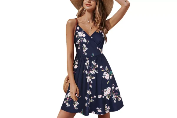 STYLEWORD Women's V Neck Floral Spaghetti Strap Summer
