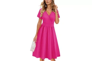 RRP £28.17 VOTEPRETTY Women's Short Sleeve V Neck Wrap Summer VOTEPRETTY Women's Short Sleeve V Neck Wrap Summer