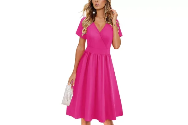 VOTEPRETTY Women's Short Sleeve V Neck Wrap Summer