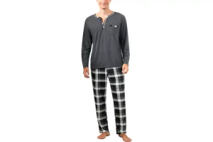 Yukiuiny Men s Long Sleeve Pyjama Sets for Autumn