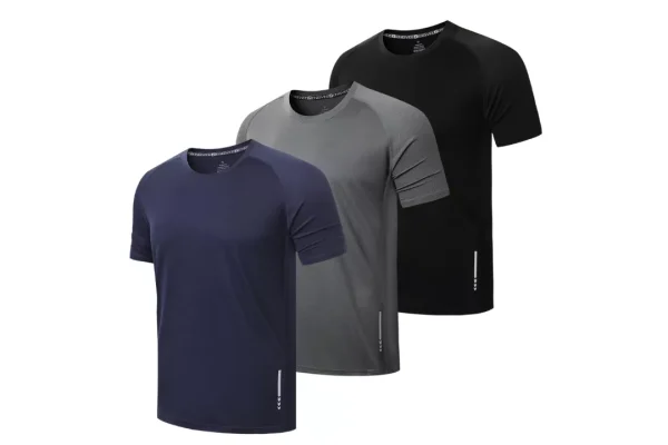 ZENGVEE 3 Pack Gym Shirts Men Quick Dry Short Sleeve