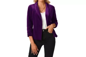 RRP £30.61 MINTLIMIT Women's Womens Velvet Blazers Suit Button MINTLIMIT Women's Womens Velvet Blazers Suit Button