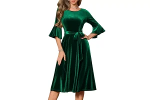 RRP £31.22 Dark Green Velvet Formal Wedding Guest Dress Dark Green Velvet Formal Wedding Guest Dress