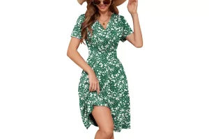 RRP £31.93 Heymoments Flowy V-Neck Short Sleeve Summer Sundress, Patterned, XL Heymoments Flowy V-Neck Short Sleeve Summer Sundress, Patterned, XL