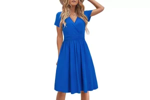 STYLEWORD Women's Summer Dress Short Sleeve V-Neck