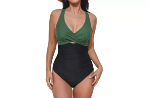 RRP £33.32 CUPSHE Women Swimsuit One Piece Wrap Ruched Tummy Control CUPSHE Women Swimsuit One Piece Wrap Ruched Tummy Control