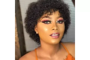 Fereowth Short Curly Wig With Bangs Human Hair Pixie