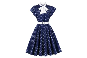 RRP £36.72 Wellwits Women's Ruffle Sleeves Bow Tie Polka Dots Wellwits Women's Ruffle Sleeves Bow Tie Polka Dots
