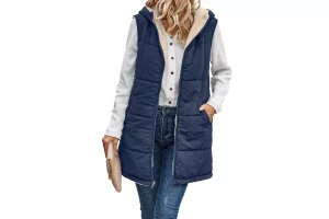 RRP £37.07 Famulily Puffer Sleeveless Long Gilets For Women Reversible Famulily Puffer Sleeveless Long Gilets For Women Reversible