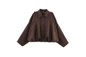 RRP £37.76 IBAKOM Women's Faux Suede Bomber Jacket Winter Coat IBAKOM Women's Faux Suede Bomber Jacket Winter Coat