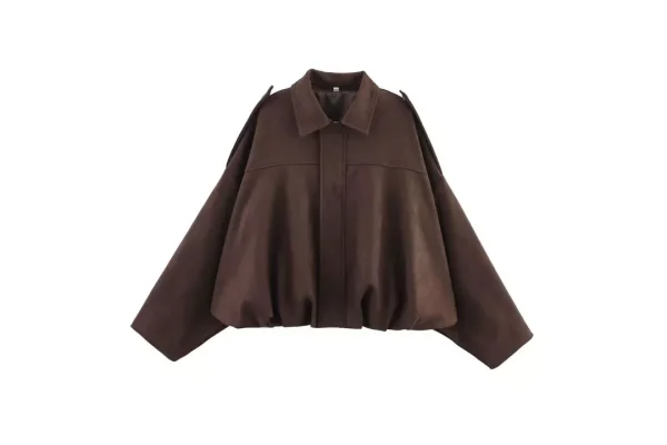 IBAKOM Women's Faux Suede Bomber Jacket Winter Coat