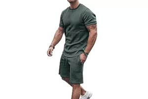 Men Tracksuit Sets Short Set Crew Neckline Suits Gym