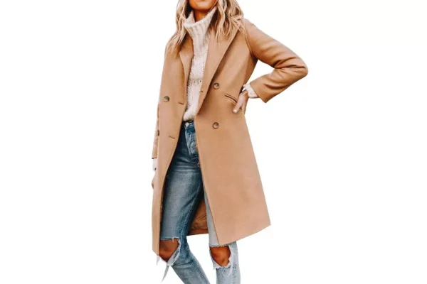 Cicy Bell Womens Notched Lapel Collar Double Breasted
