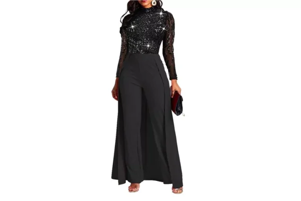 VERWIN Patchwork Overlay Embellished Plain Women's