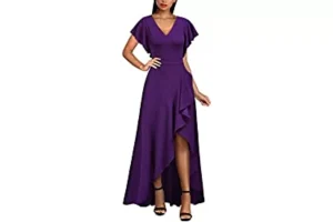 MIUSOL Women's Elegant V-Neck Ruffle Short Flutter