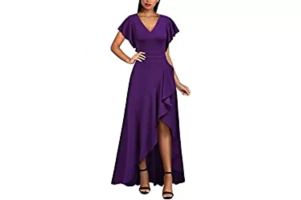 MIUSOL Women's Elegant V-Neck Ruffle Short Flutter