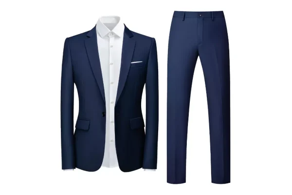 YOUTHUP Mens Slim Fit 2 Piece Suit Formal Business Wedding Blazer Trousers
