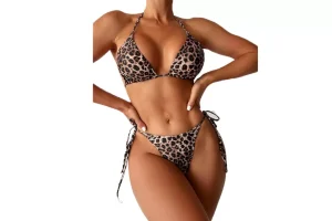 BSLVWG Womens Bikini Sets Triangle Halter Lace-up Swimsuit