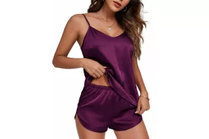 RRP £9.59 Marvmys Women's Satin Pyjama Sets Women V Neck Lingerie Marvmys Women's Satin Pyjama Sets Women V Neck Lingerie
