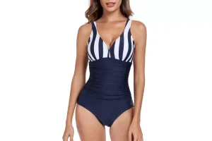 Ruched Tummy Control One Piece Swimsuit Swimwear Retro Ruched Tummy Control One Piece Swimsuit Swimwear Retro